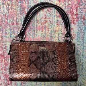 Miche Brown Snake Print Shoulder Bag